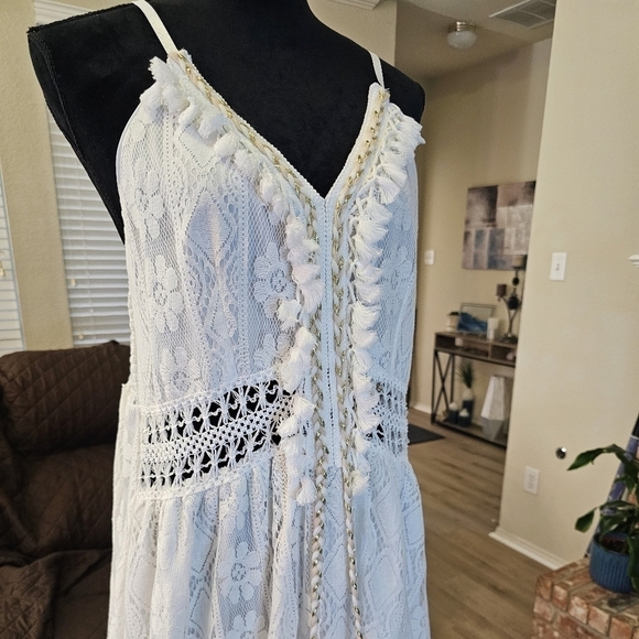NWOT White Maxi Lace Sundress w adjustable Spaghetti Straps 2XL White - Picture 3 of 16